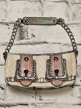 XOXO Y2K Woven Shoulder Bag Snakeskin Buckle Chain Strap Purse